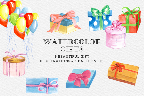 Download Watercolor Gift Boxes Presents Set - Watercolor Collection