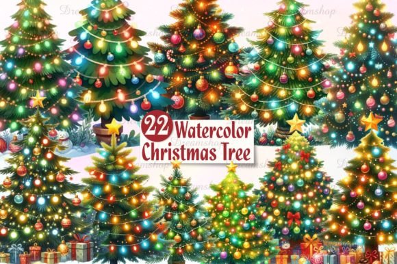 Download Watercolor Christmas Tree Clipart - Watercolor Collection
