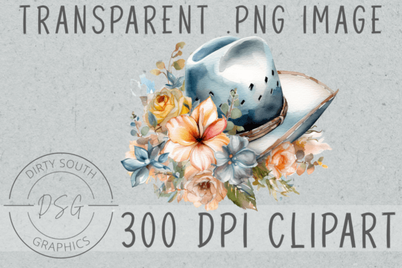 Download Watercolor Floral Cowboy Hat Clip Art - Watercolor Collection