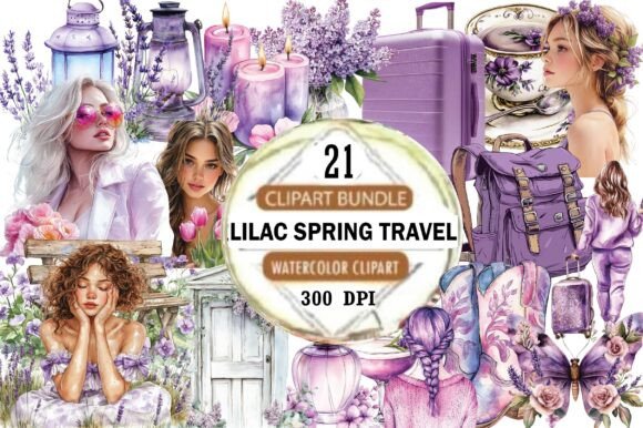 Download Lilac Spring Travel Watercolor Clipart - Watercolor Collection