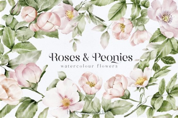 Download Watercolor Roses Peonies Clip Art PNG - Watercolor Collection