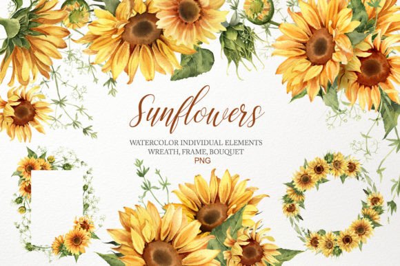 Download Watercolor Sunflower Clipart Bouquet PNG - Watercolor Collection