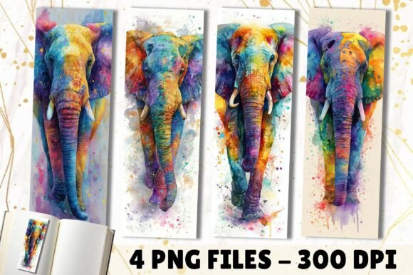 Download Watercolor Elephant Splash Art Bookmark - Watercolor Collection
