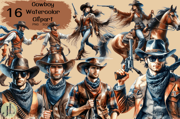 Download Cowboy Watercolor Clipart - Watercolor Collection