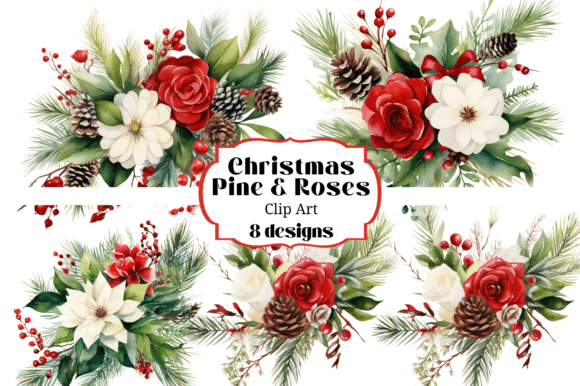 Download Christmas Pine Floral Watercolor Clipart - Watercolor Collection