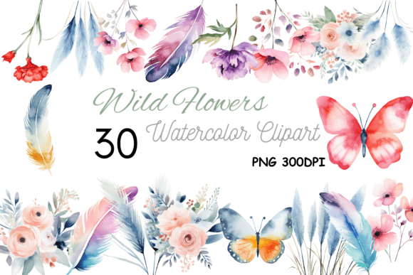 Download Watercolor Wild Floral Clipart - Watercolor Collection
