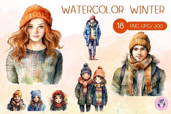 Download Watercolor Winter Clipart PNG/JPG Set - Watercolor Collection