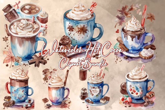 Download Watercolor Hot Cocoa Clipart Bundle - Watercolor Collection