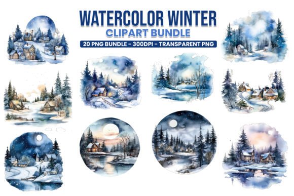Download Watercolor Winter Clipart Png Bundle - Watercolor Collection
