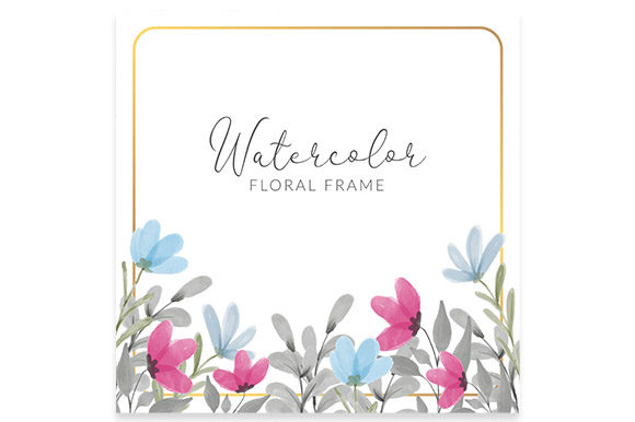Download Watercolor Colorful Flower Square Frame - Watercolor Collection