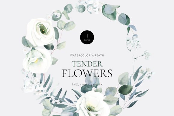 Download Tender Flowers Watercolor Wreath - Watercolor Collection