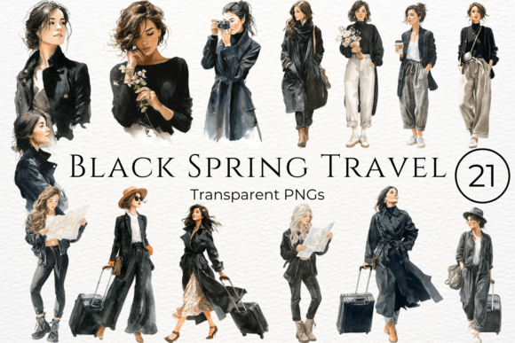 Download Black Spring Travel Watercolor Clipart - Watercolor Collection