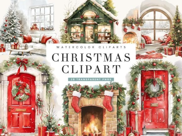 Download Watercolor Christmas Clipart Bundle - Watercolor Collection