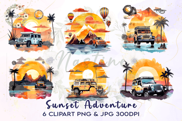 Download Sunset Adventure Watercolor Clipart - Watercolor Collection
