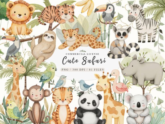 Download Watercolor Cute Boho Baby Safari Animals - Watercolor Collection