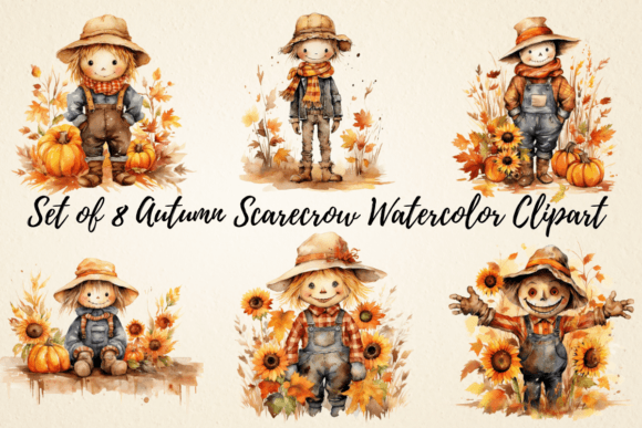 Download Autumn Scarecrow Watercolor Clipart - Watercolor Collection