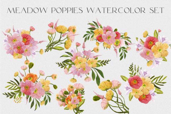 Download Watercolor Set Flower Meadow Poppies Png - Watercolor Collection