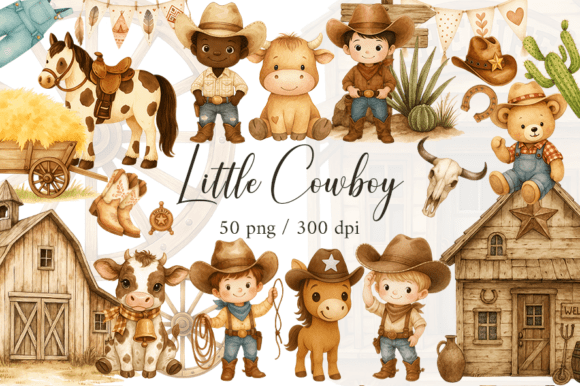 Download Cowboy Watercolor Clipart Bundle - Watercolor Collection