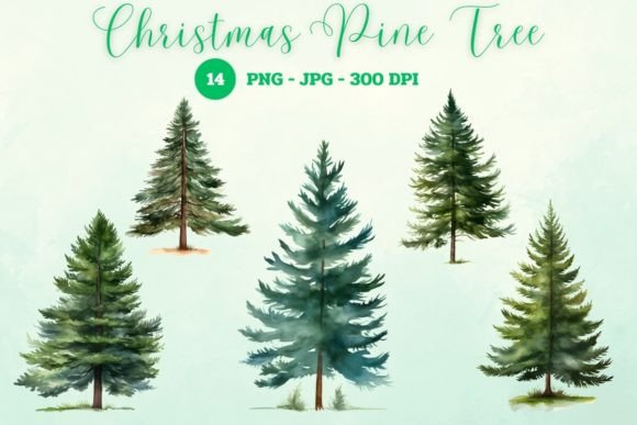 Download Christmas Watercolor Pine Tree Clipart - Watercolor Collection