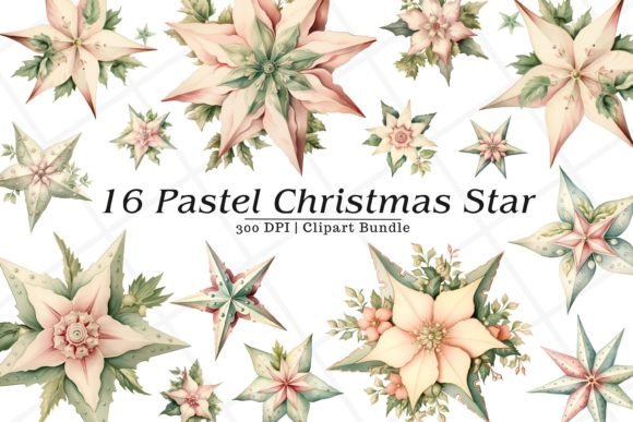 Download Pastel Christmas Star Watercolor Clipart - Watercolor Collection