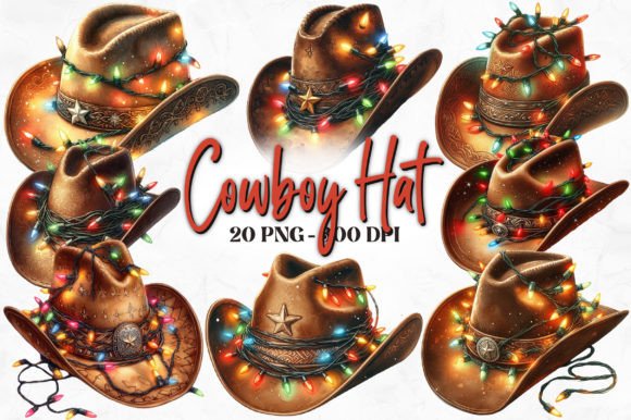 Download Watercolor Christmas Cowboy Hat Clipart - Watercolor Collection