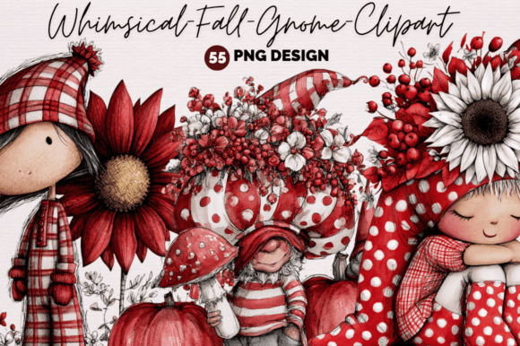 Download Whimsical Fall Gnome Clipart PNG Bundle - Gnome clipart Collection