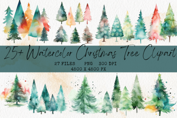 Download Watercolor Christmas Tree Clipart - Watercolor Collection
