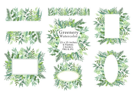 Download Watercolor Frame Clipart Green Grass PNG - Premium Bundle