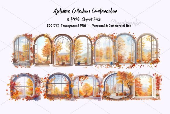 Download Window Autumn Watercolor Clipart PNG Pac - Watercolor Collection