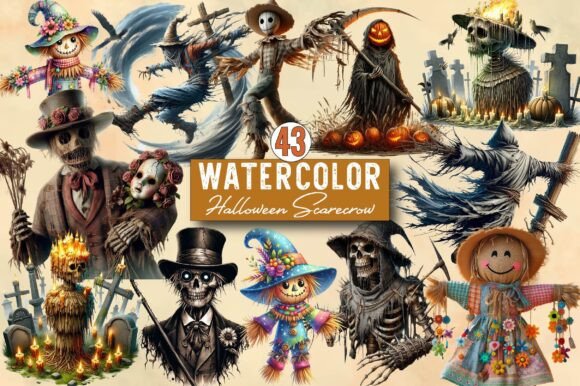 Download Halloween Scarecrow Watercolor Clipart - Watercolor Collection