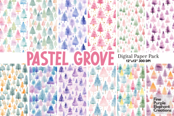 Download Pastel Watercolor Christmas Pine Trees - Watercolor Collection