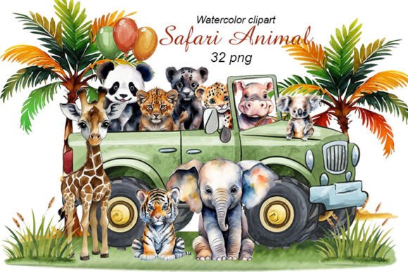 Download Baby Safari Animals Watercolor Clipart - Watercolor Collection