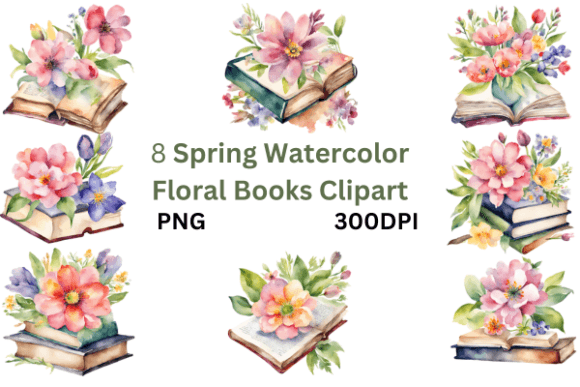 Download Spring Watercolor Floral Books Clipart - Watercolor Collection