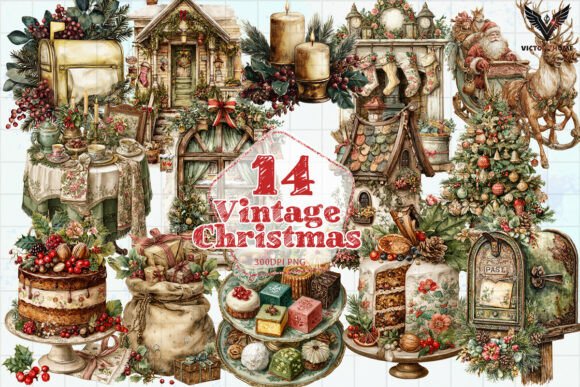Download Vintage Christmas Watercolor PNG - Watercolor Collection