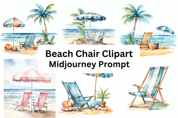 Download Watercolor Beach Chair Clipart Midjourney Prompts - Watercolor Collection