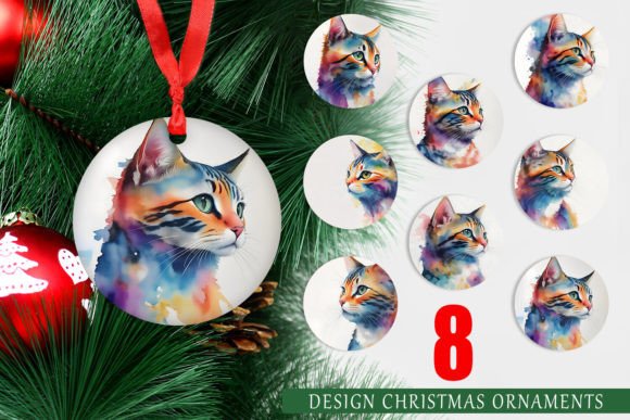 Download Christmas Ornament Watercolor Art Cat - Watercolor Collection